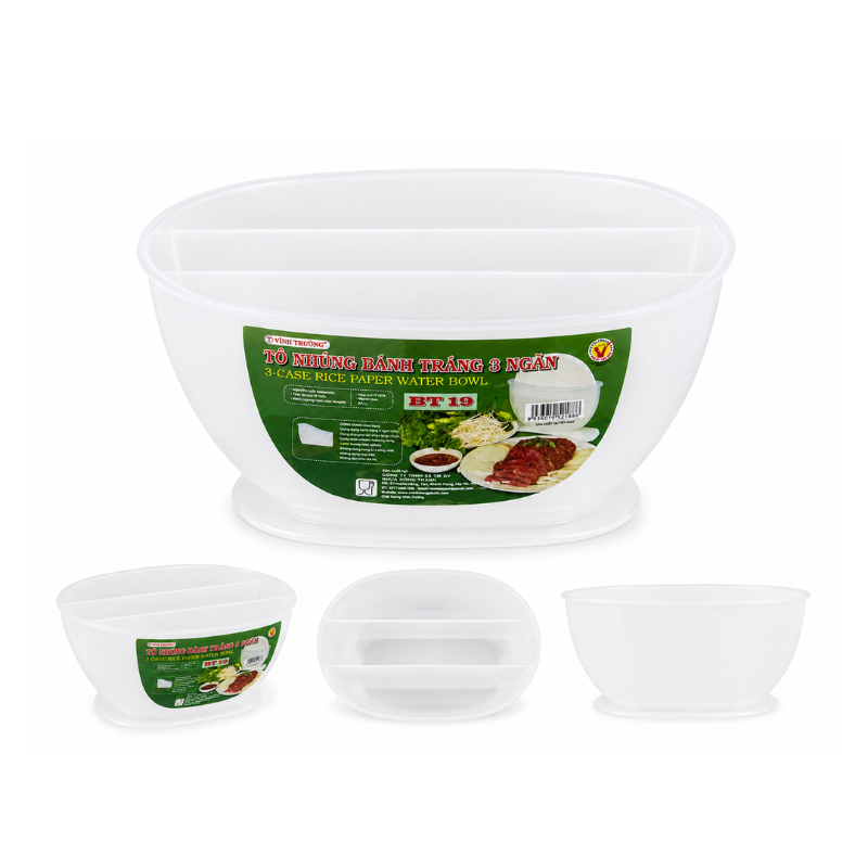 Bol à tremper les galettes de riz à 3 compartiments