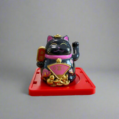 Chat porte-bonheur noir solaire 6.3 cm