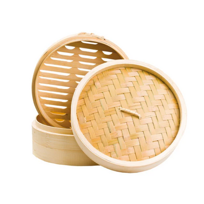 Cuiseur vapeur en bambou 20cm avec 2 fonds + 1 couvercle