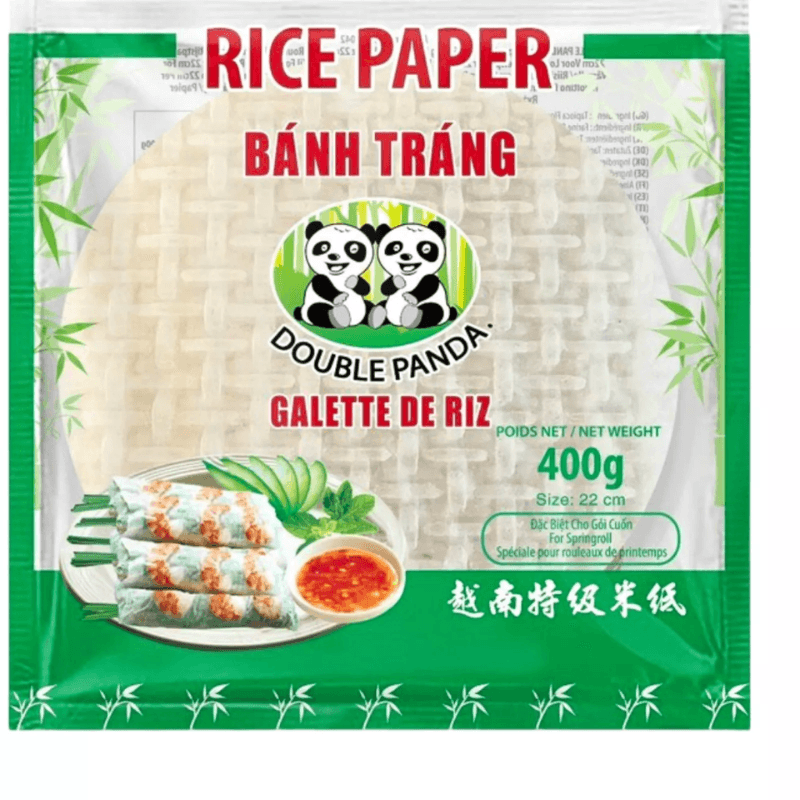 Feuille de riz - 22cm Springroll - DOUBLE PANDA - 400g - Hello Asia