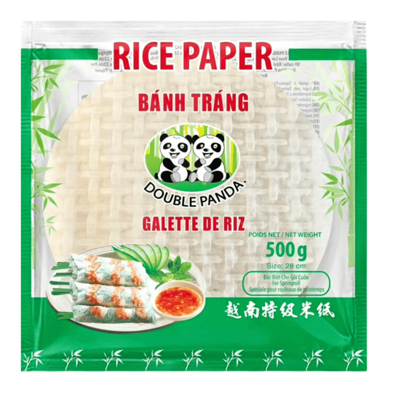 Feuilles de Riz 28 cm pour Rouleaux de Printemps - DOUBLE PANDA - 500g - Hello Asia