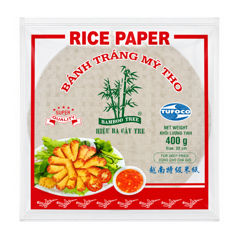 Feuilles de Riz 22 cm pour Rouleaux de Printemps - BAMBOO TREE - 400g