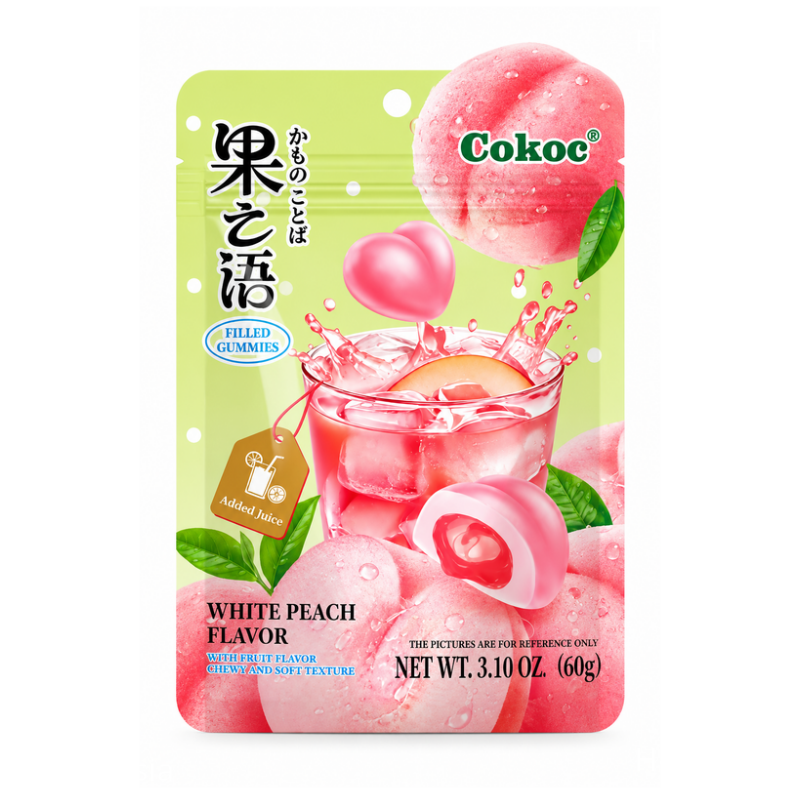 Gommes fourrées saveur pêche blanche - COKOC - 60g