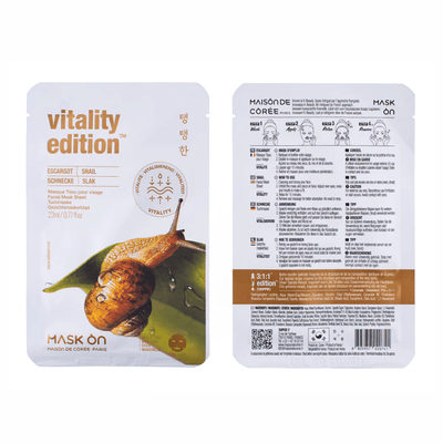 Masque en tissu pour le visage à la bave d'escargot – Masque vitalité - MASK ON - Hello Asia