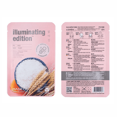 Masque en tissu pour le visage au riz – Masque illuminant - MASK ON - Hello Asia