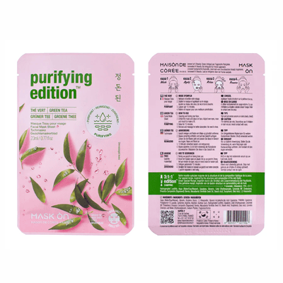 Masque en tissu pour le visage au thé vert – Masque purifiant - MASK ON - Hello Asia