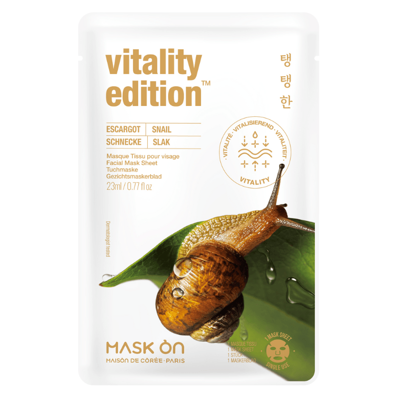 Masque en tissu pour le visage à la bave d'escargot – Masque vitalité - MASK ON - Hello Asia