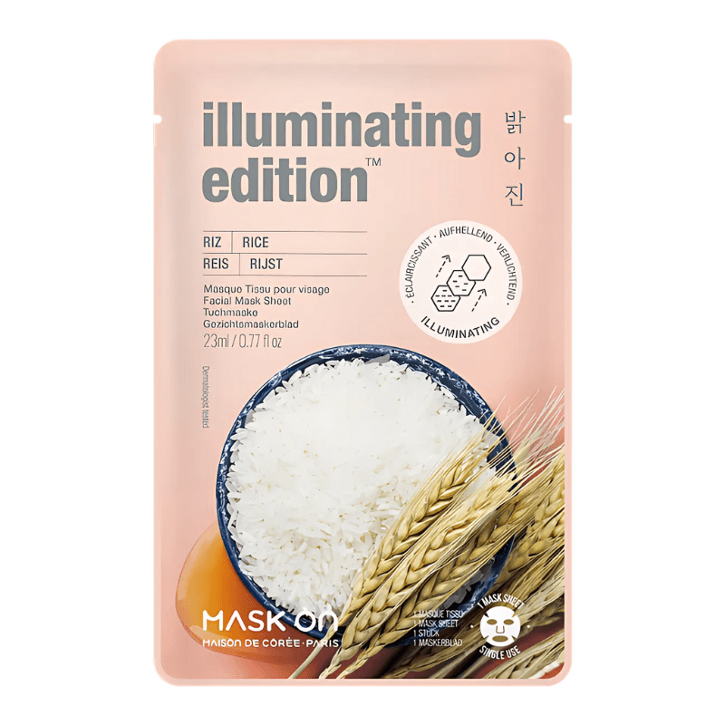Masque en tissu pour le visage au riz – Masque illuminant - MASK ON - Hello Asia