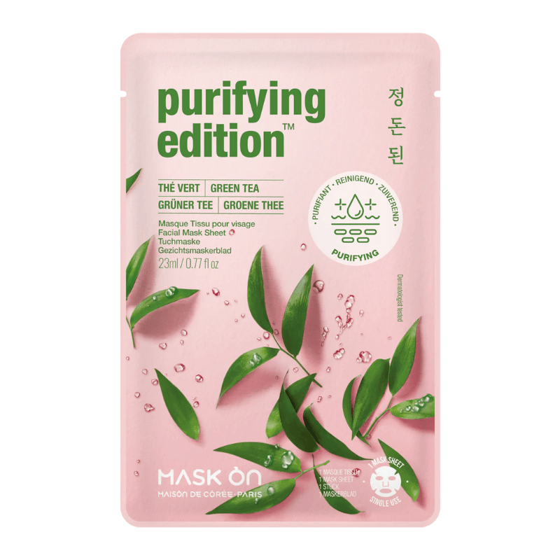 Masque en tissu pour le visage au thé vert – Masque purifiant - MASK ON - Hello Asia