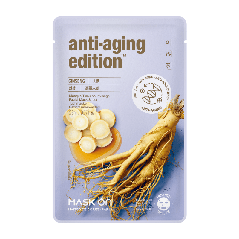 Masque facial en feuille au Ginseng, masque anti-âge - Hello Asia