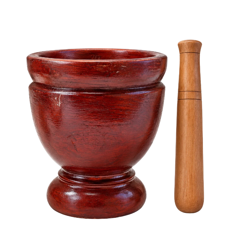 Mortier thaïlandais avec pilon en bois pour salade de papaye - 23 cm