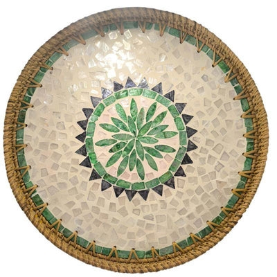 Plateau rond en rotin mosaïque - 35cm - Hello Asia