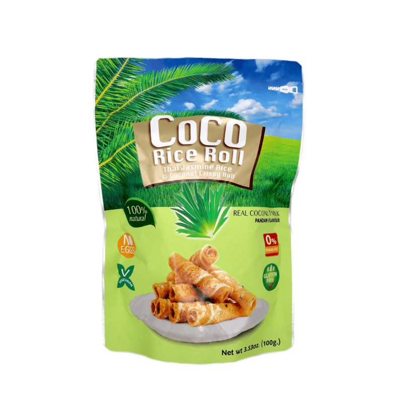 Rouleau de Riz et Noix de Coco au Pandan Croquant - COCORICE - 100g - Hello Asia