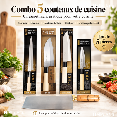 Set complet de 5 couteaux de cuisine asiatique