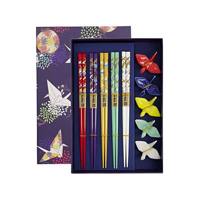 Set de baguettes avec support en céramique en forme de grue - JADE TEMPLE - Hello Asia