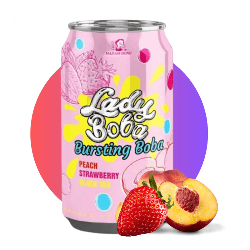 Thé aux perles Pêche & Fraise - LADY BOBA - 320ml - Hello Asia