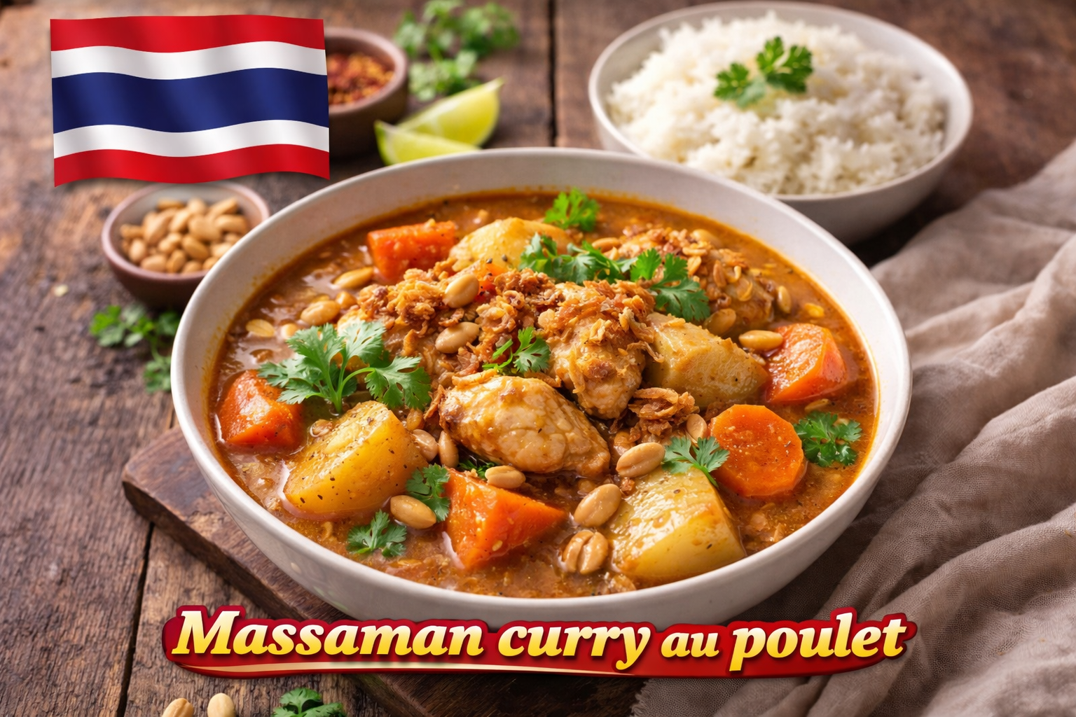 Massaman Curry au poulet (4–5 portions)