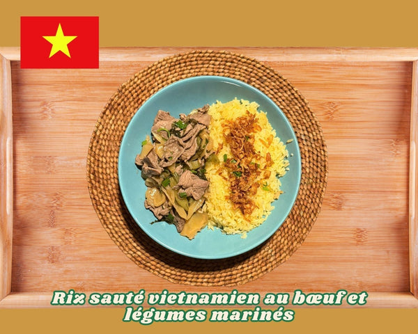 Riz sauté vietnamien au bœuf et légumes marinés : recette authentique