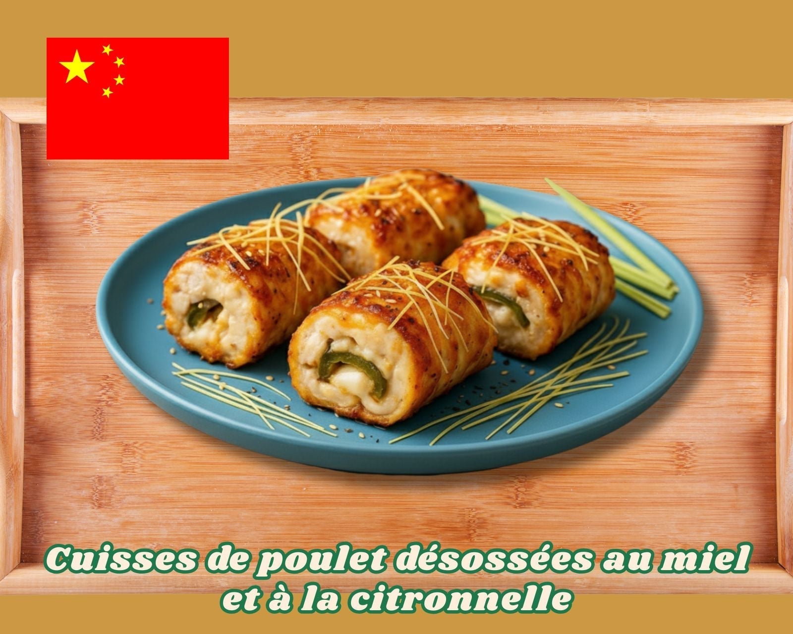 Poulet désossé rôti au miel et à la citronnelle