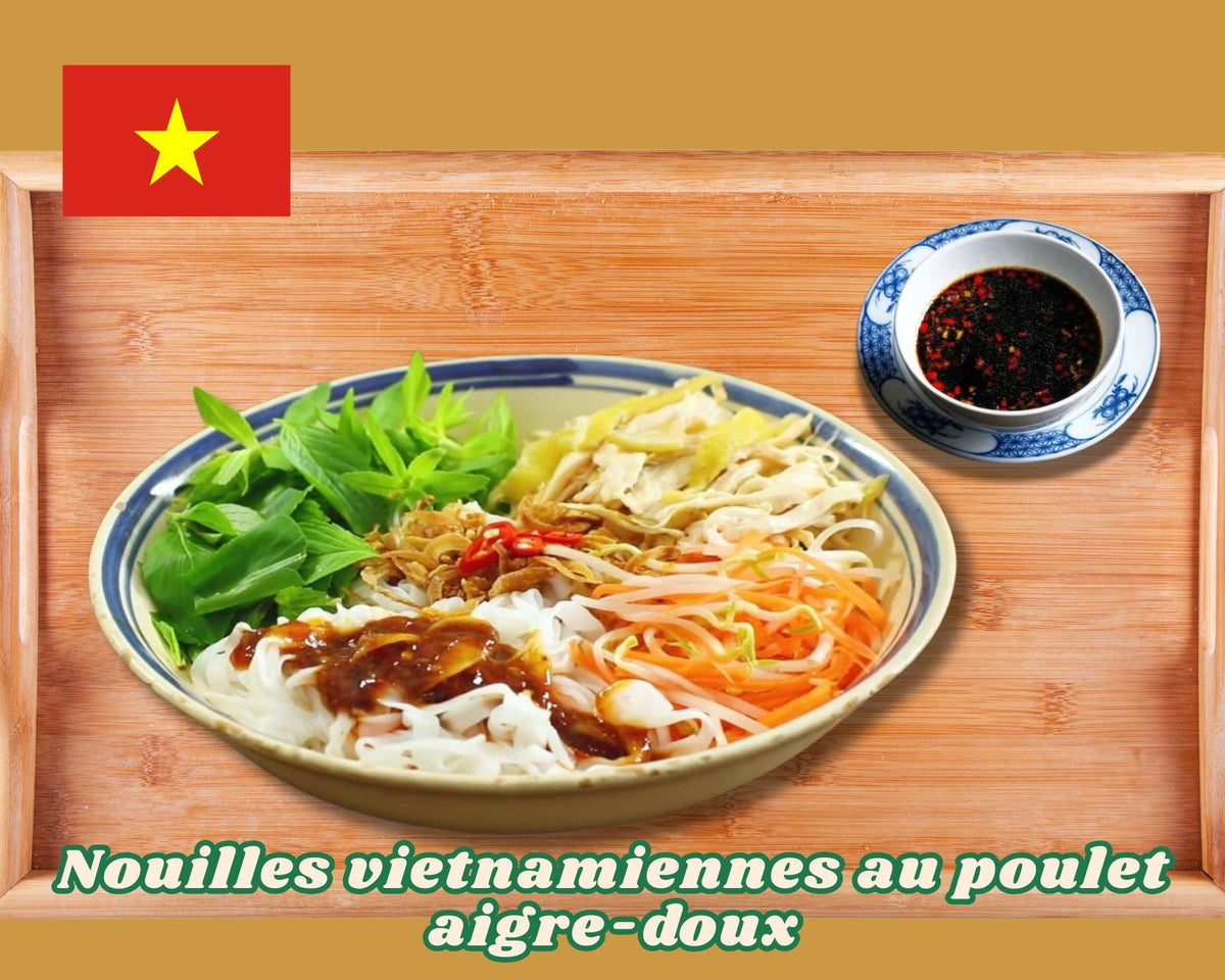 Nouilles vietnamiennes au poulet aigre-doux, recette maison