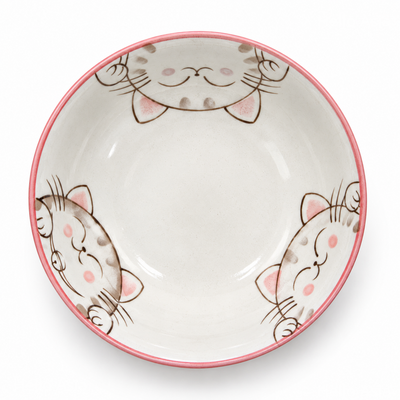 Bol à ramen japonais 19,5 cm chats rouge