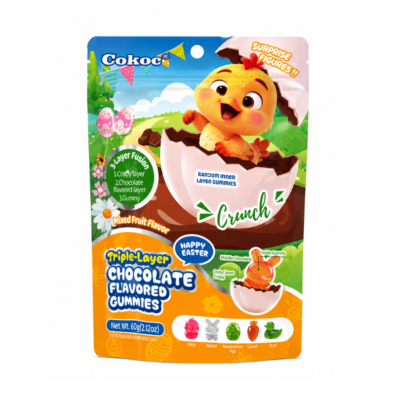 Bonbons gélifiés au chocolat triple couche – Pâques - COKOC - 60g