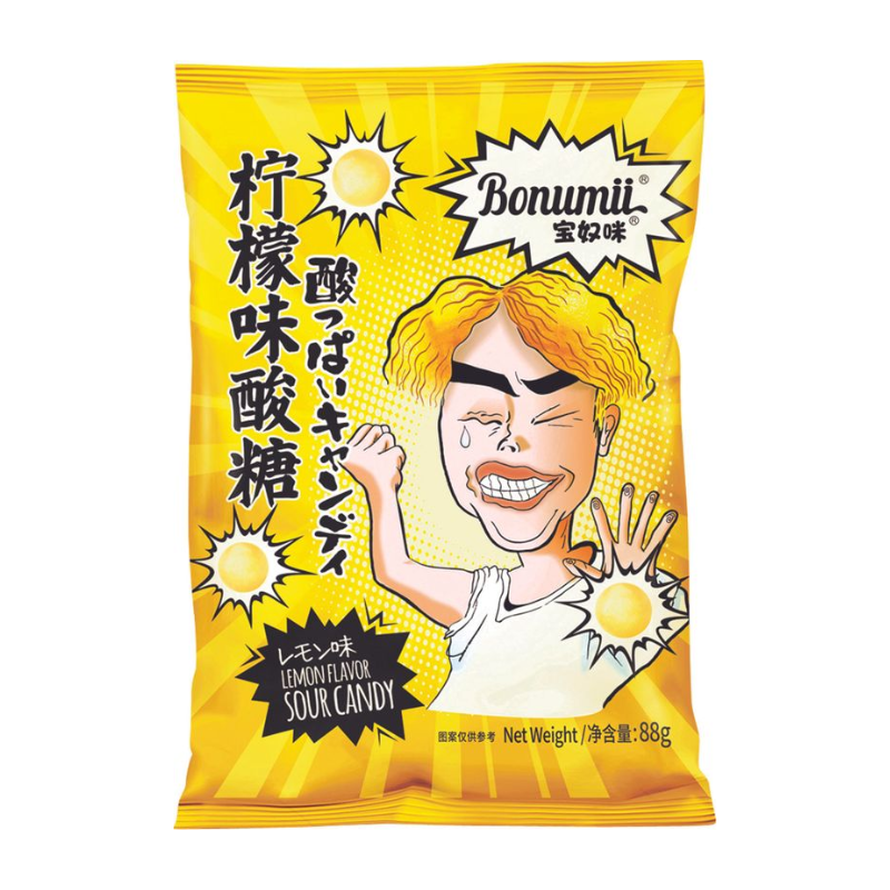 Bonbons acidulés saveur citron amusante - BONUMII - 88g