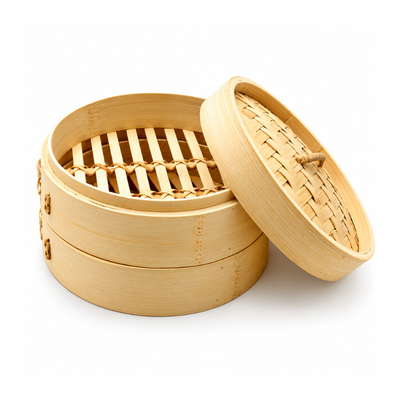 Cuiseur à Vapeur en Bambou avec 2 fonds + 1 couvercle - 25,4 cm