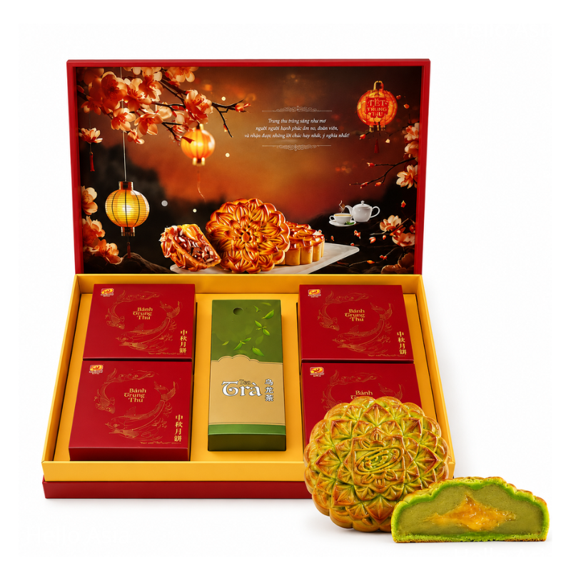 Gâteau de Lune au thé vert avec cœur coulant – TAN HUE VIEN – 4x200 g