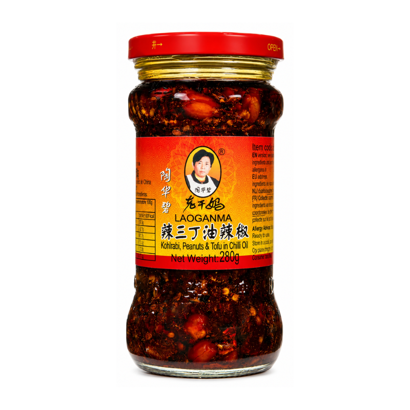 Huile pimentée croustillante aux Kohlrabi cacahuètes et tofu - LAO GAN MA - 280g