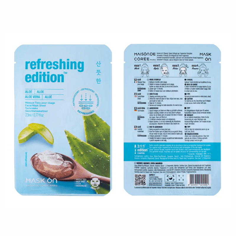 Masque facial en feuille à l'Aloe Vera, masque rafraîchissant - Hello Asia