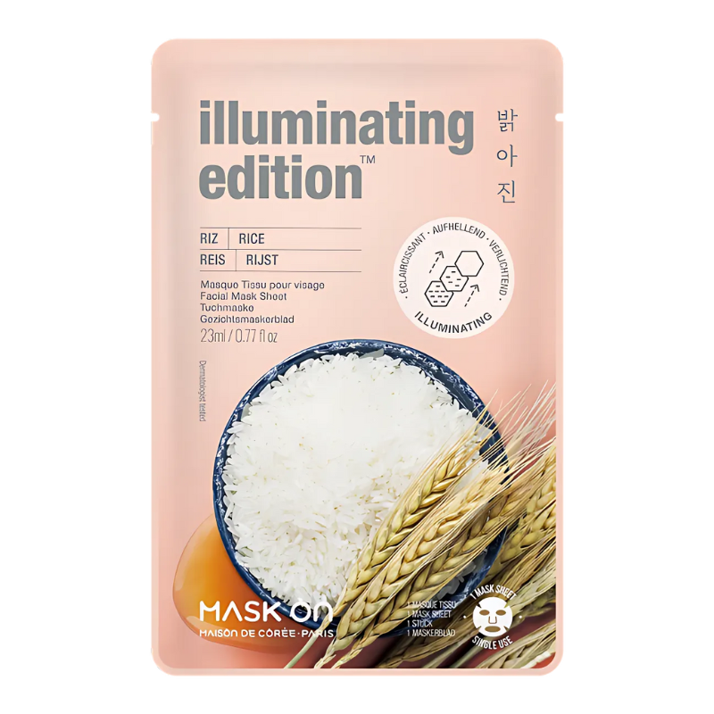 Masque en tissu pour le visage au riz – Masque illuminant - MASK ON 