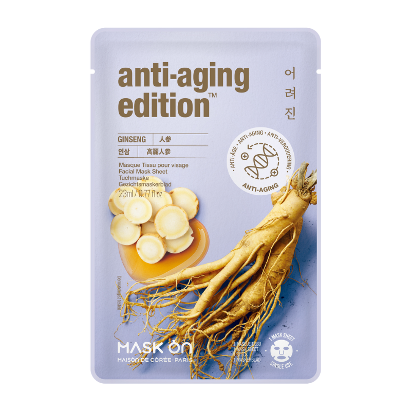 Masque facial en feuille au Ginseng, masque anti-âge