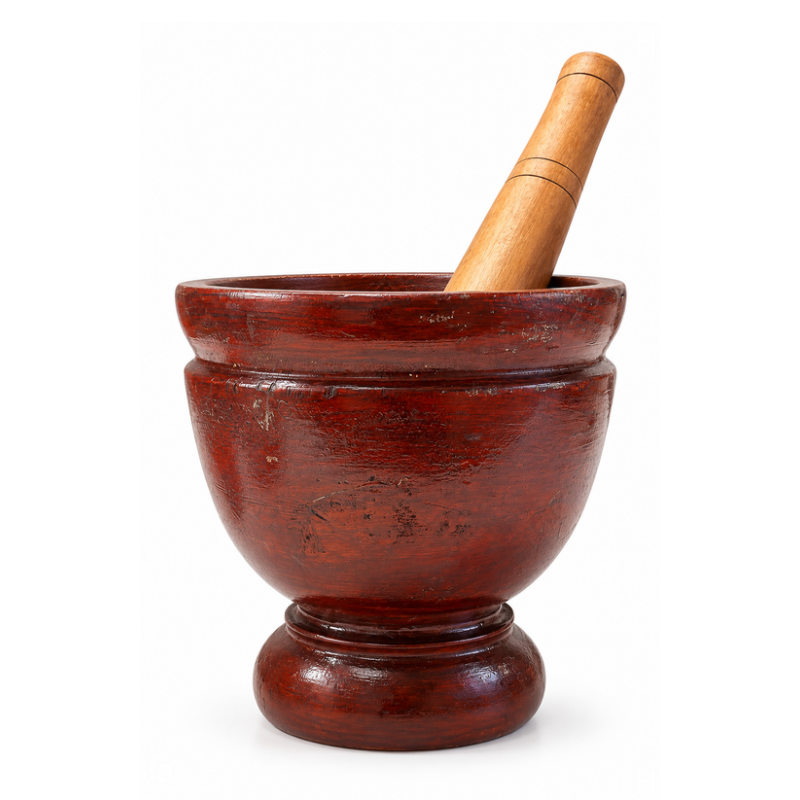 Mortier thaïlandais avec pilon en bois pour salade de papaye - 23 cm