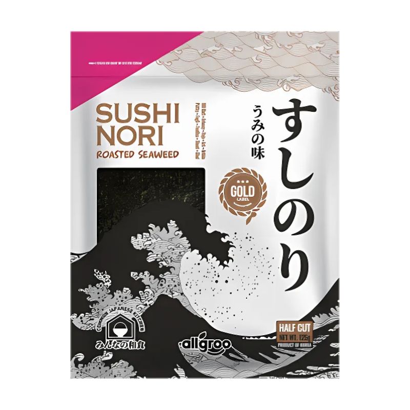 Nori de sushi algue grillée, or, coupée en deux, 100 feuilles - ALLGROO - 125g