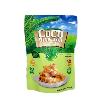 Rouleau de Riz et Noix de Coco au Pandan Croquant - COCORICE - 100g