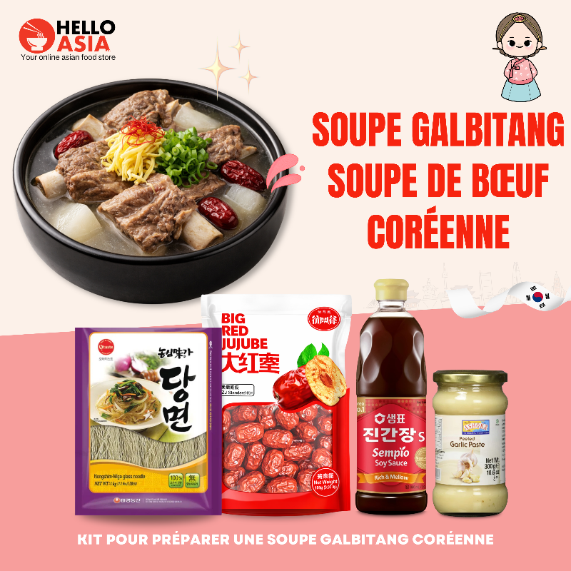Set Essentiel "Galbitang" (Soupe de bœuf coréenne) – Le Goût Authentique chez Vous ! 